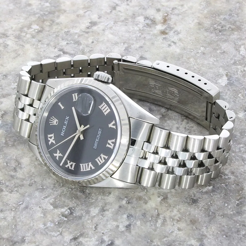 Pre Owned Rolex Oyster Perpetual Datejust 36 Jubilee Mens Watch 16234 Papers RW0485 (1997)