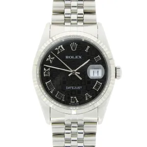 Pre Owned Rolex Oyster Perpetual Datejust 36 Jubilee Mens Watch 16234 Papers RW0485 (1997)