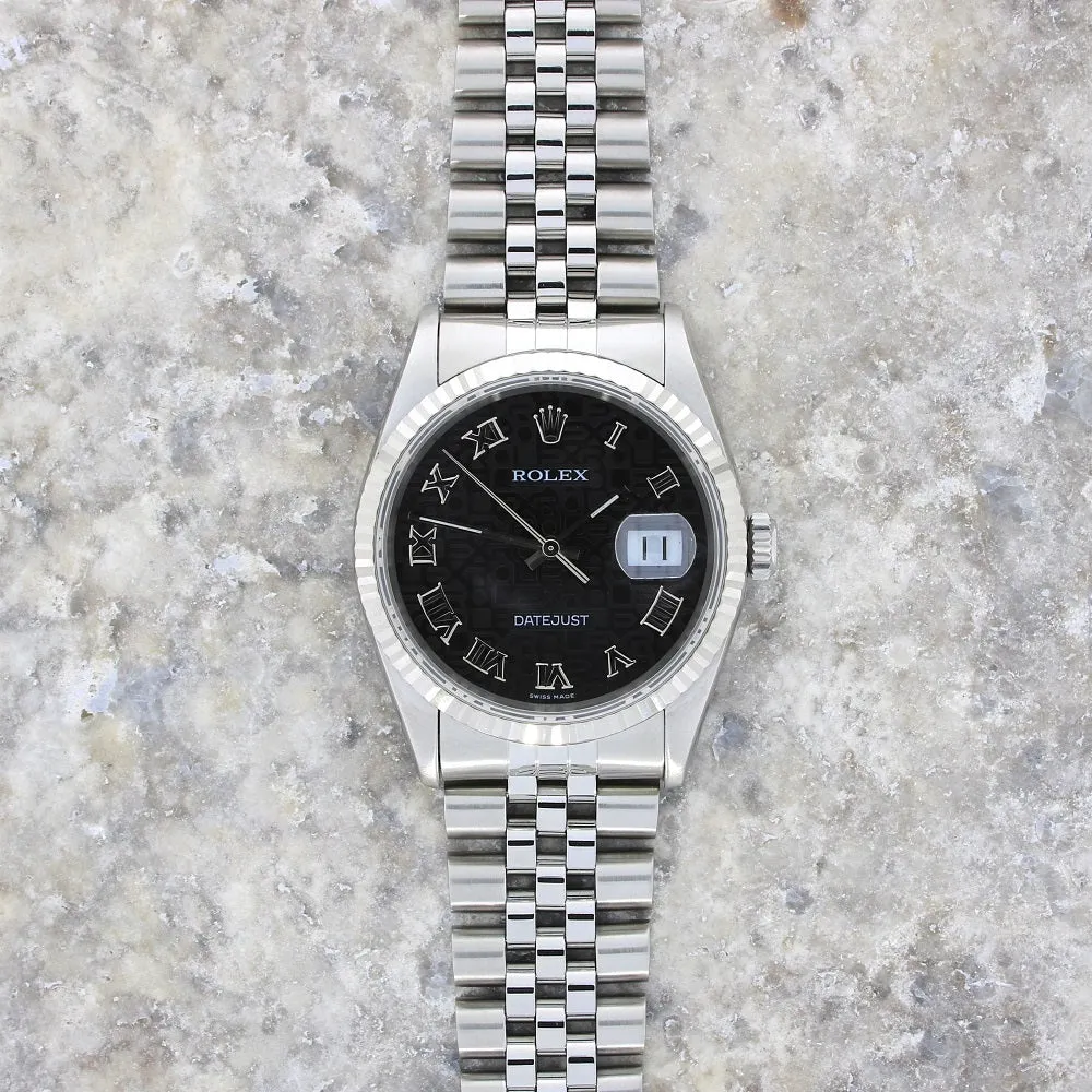 Pre Owned Rolex Oyster Perpetual Datejust 36 Jubilee Mens Watch 16234 Papers RW0485 (1997)