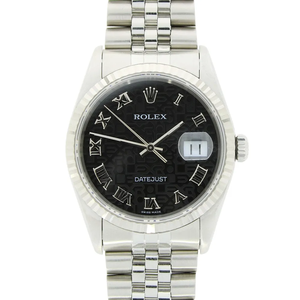 Pre Owned Rolex Oyster Perpetual Datejust 36 Jubilee Mens Watch 16234 Papers RW0485 (1997)