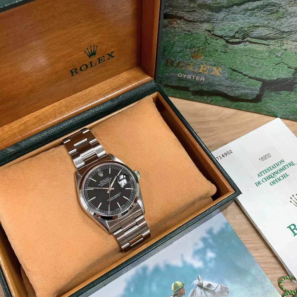 Pre Owned Rolex Oyster Perpetual Datejust 36 Mens Watch 16200 Papers RW0496 (2000)