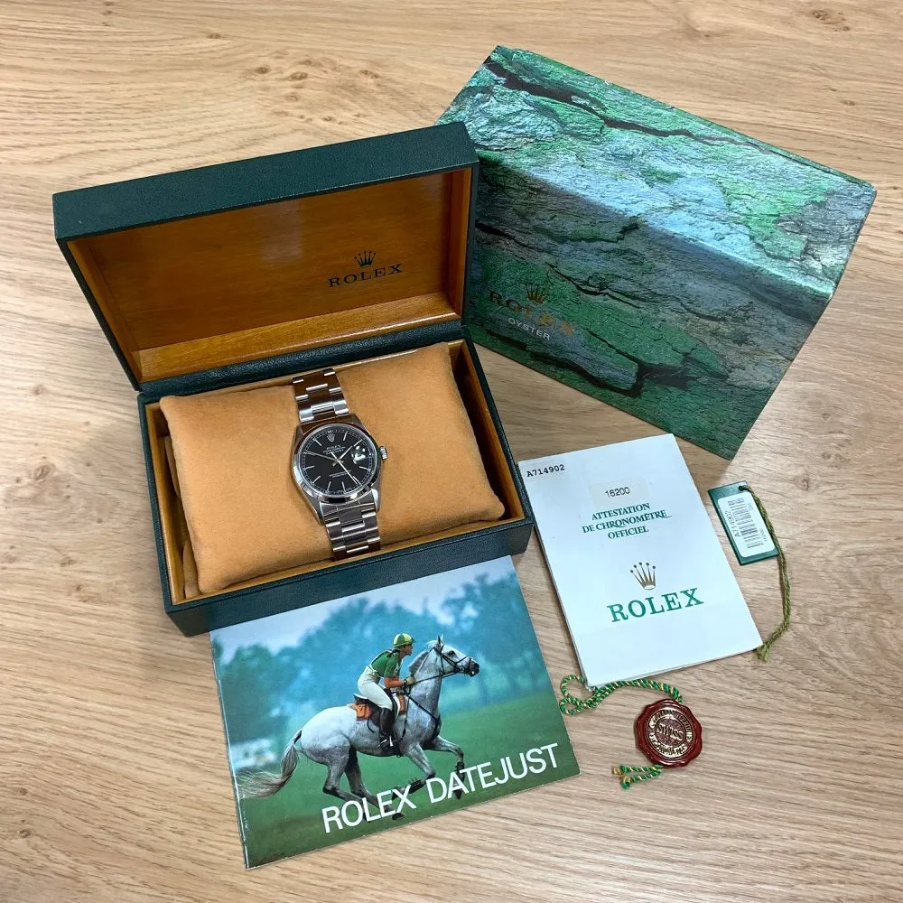 Pre Owned Rolex Oyster Perpetual Datejust 36 Mens Watch 16200 Papers RW0496 (2000)