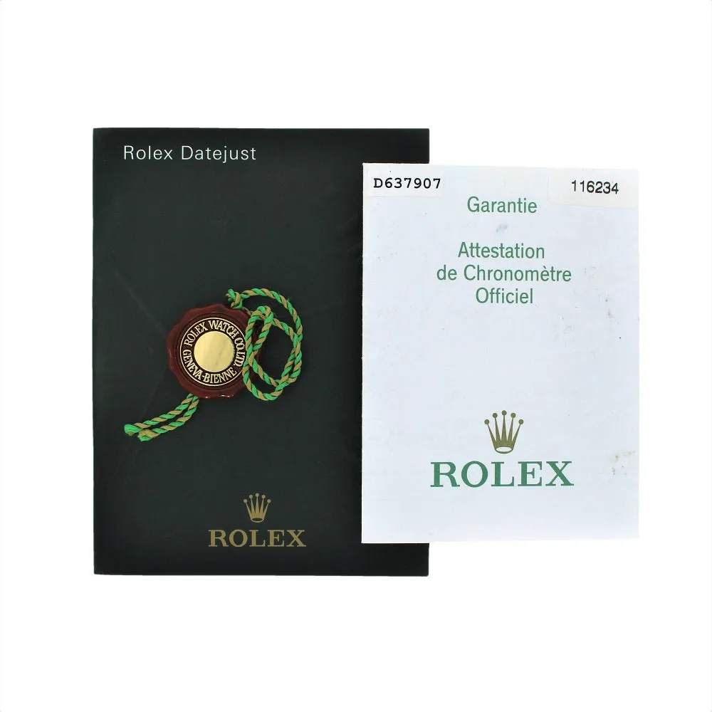 Pre Owned Rolex Oyster Perpetual Datejust 36 Oyster Steel Mens Watch 116234 Papers RW0474 (2006)