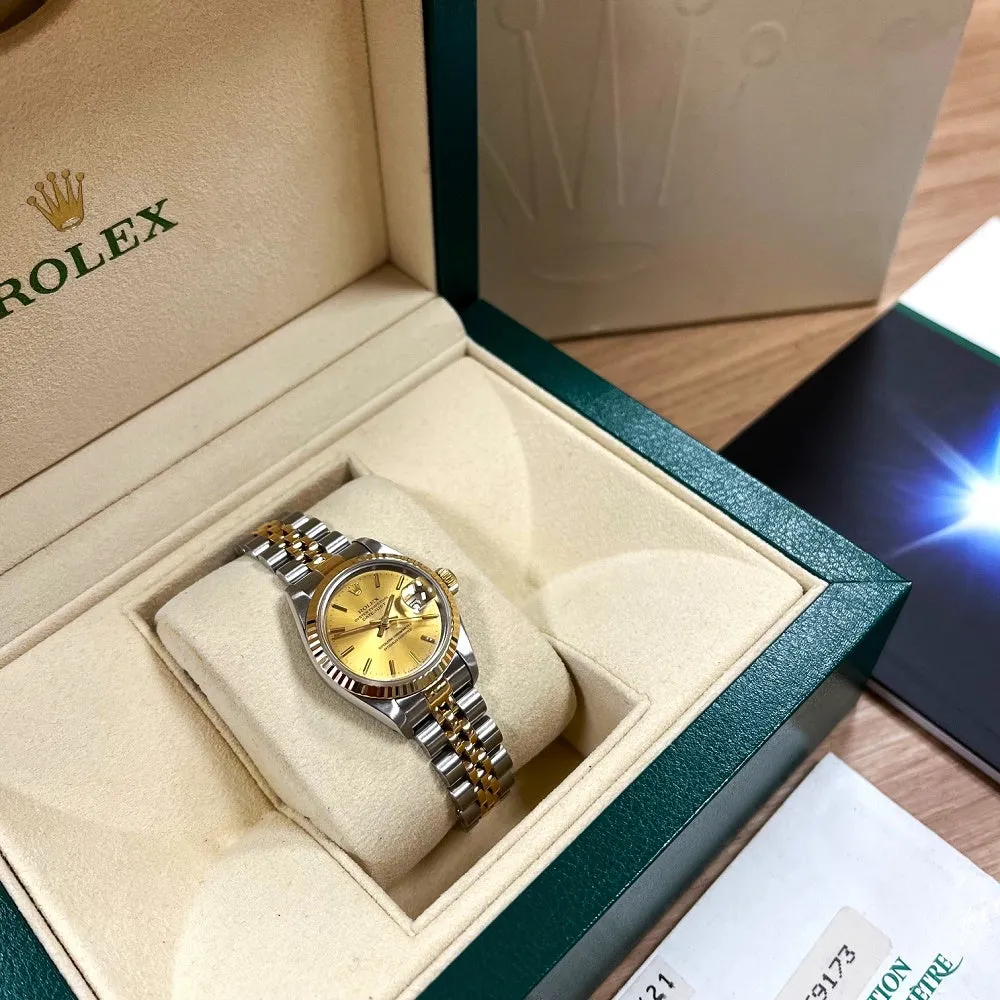 Pre Owned Rolex Oyster Perpetual Lady Datejust Bi Metal Ladies Watch 69173 Papers RW0544 (1993)