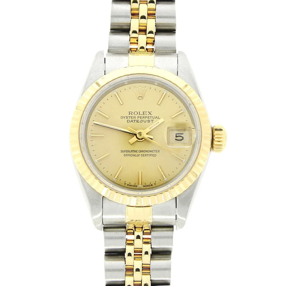Pre Owned Rolex Oyster Perpetual Lady Datejust Bi Metal Ladies Watch 69173 Papers RW0544 (1993)