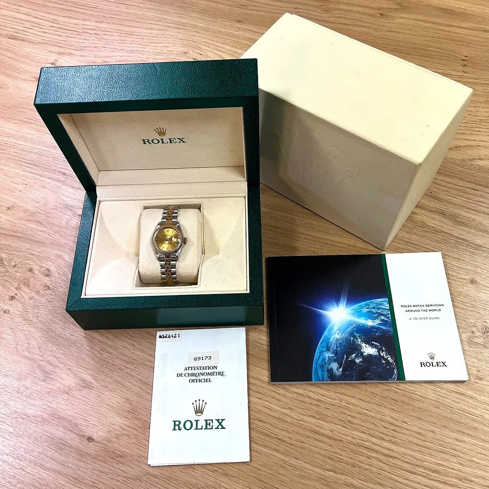 Pre Owned Rolex Oyster Perpetual Lady Datejust Bi Metal Ladies Watch 69173 Papers RW0544 (1993)