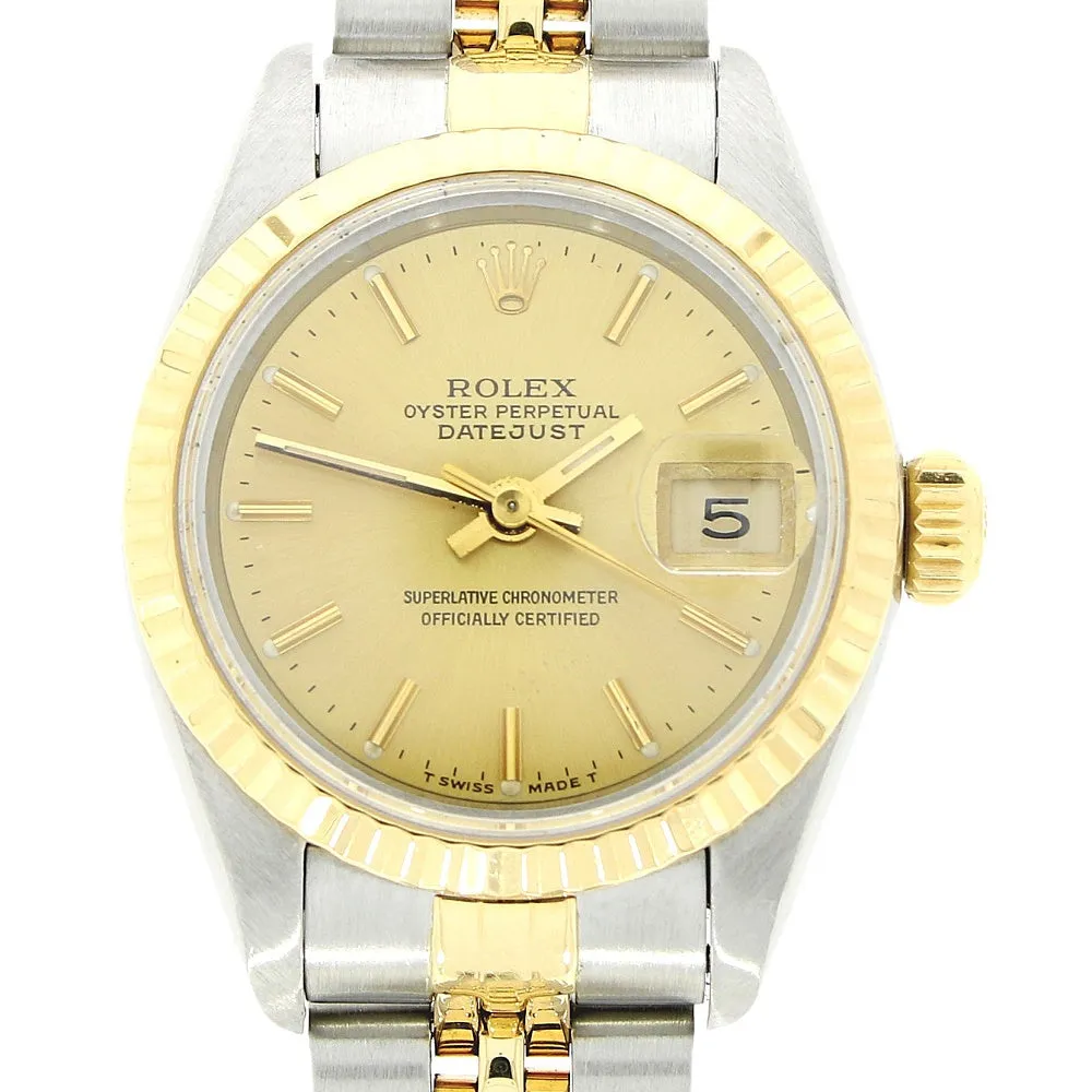 Pre Owned Rolex Oyster Perpetual Lady Datejust Bi Metal Ladies Watch 69173 Papers RW0544 (1993)