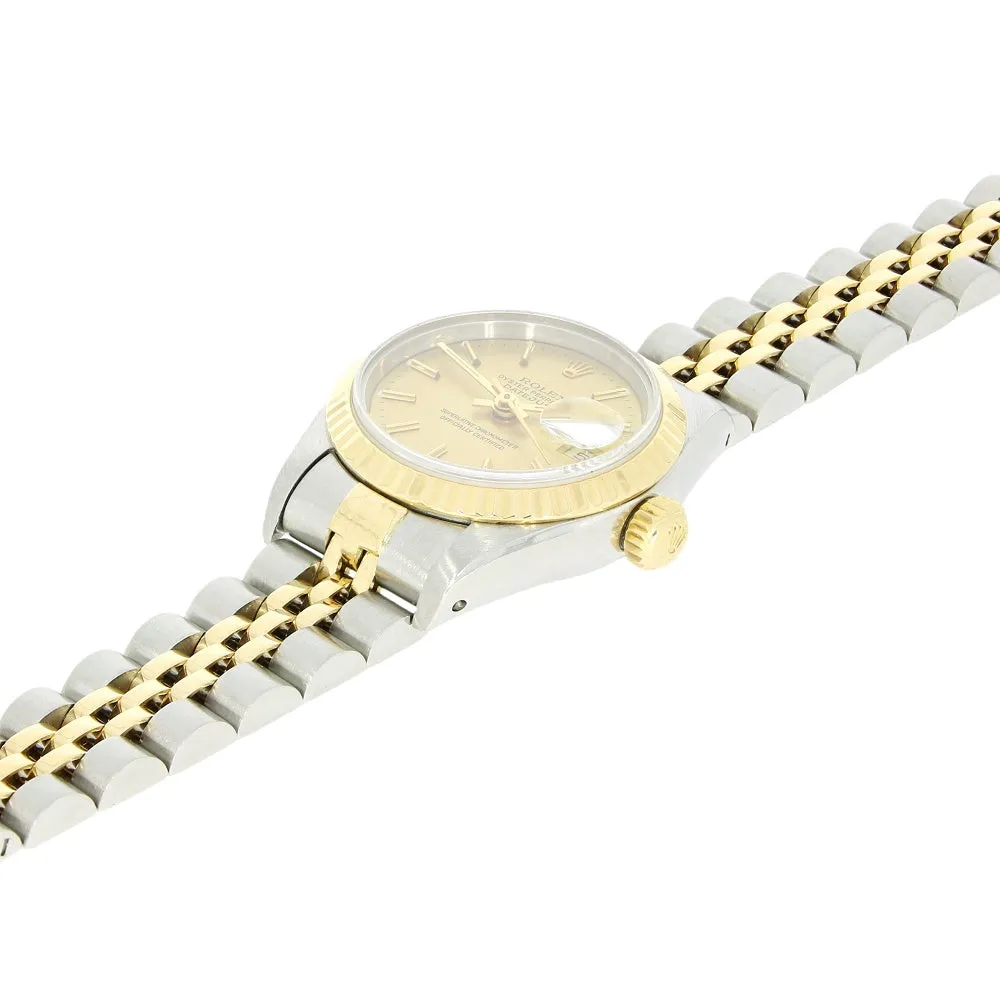 Pre Owned Rolex Oyster Perpetual Lady Datejust Bi Metal Ladies Watch 69173 Papers RW0544 (1993)