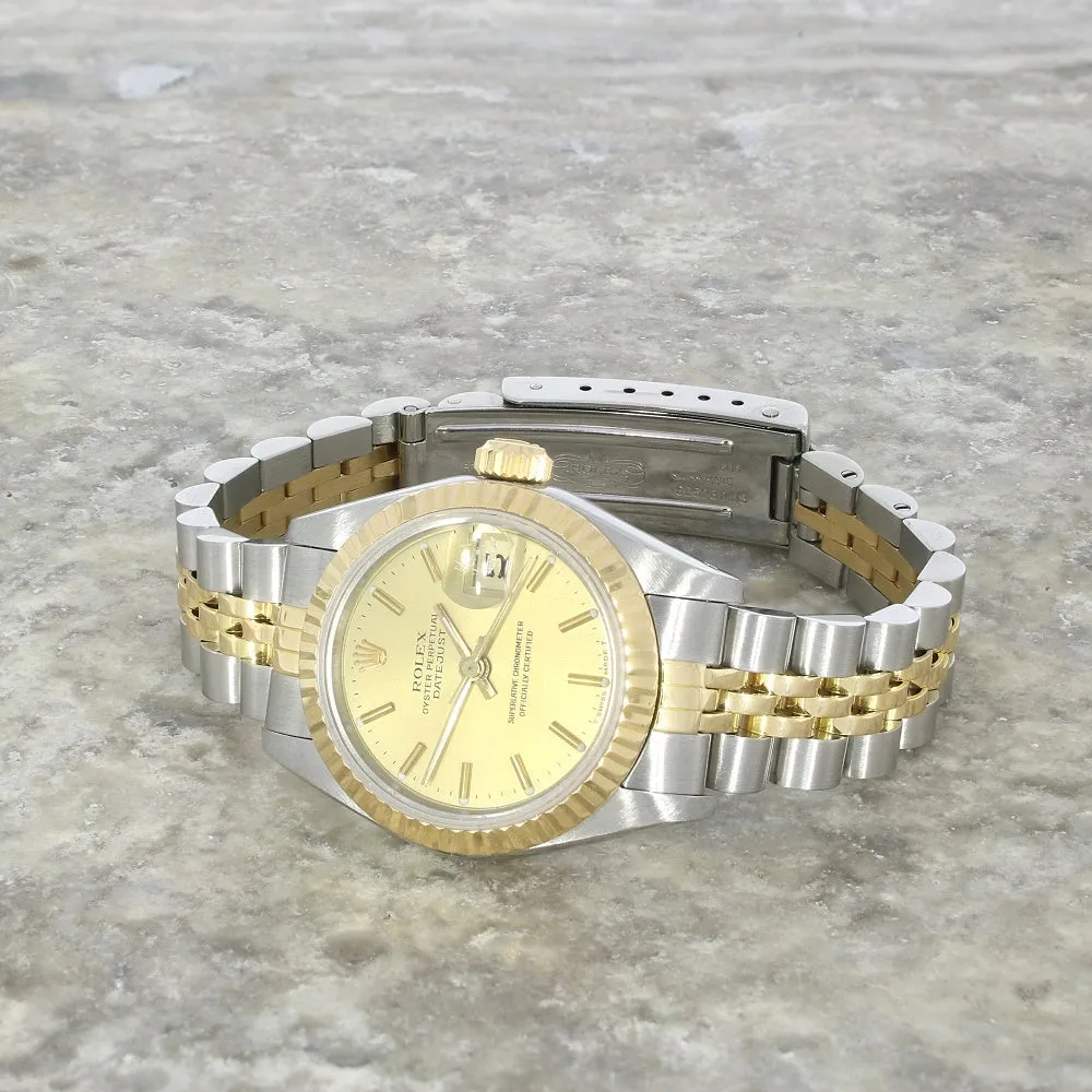Pre Owned Rolex Oyster Perpetual Lady Datejust Bi Metal Ladies Watch 69173 RW0550 (1987)