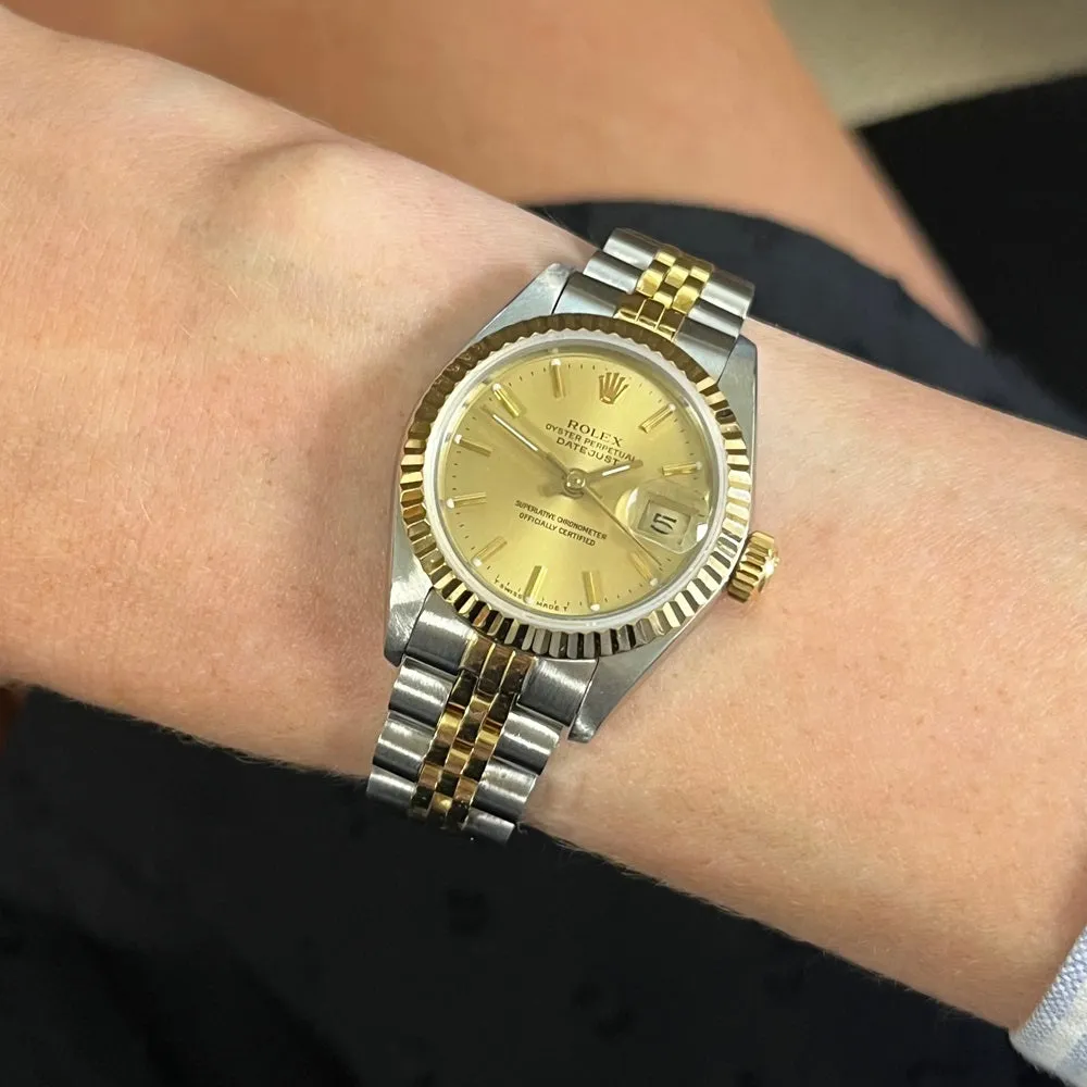 Pre Owned Rolex Oyster Perpetual Lady Datejust Bi Metal Ladies Watch 69173 RW0550 (1987)