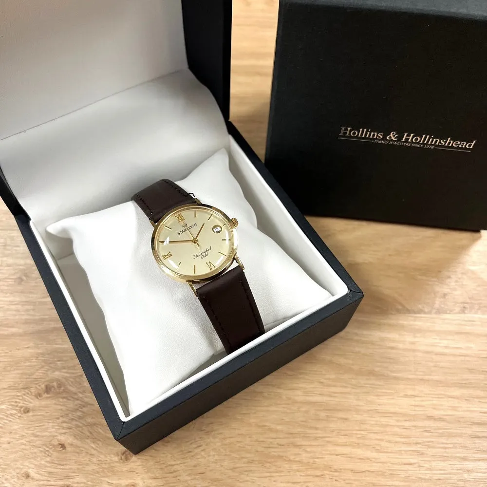 Pre Owned Sovereign 9ct Gold Mid Size Ladies Strap Watch RW0546