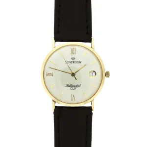 Pre Owned Sovereign 9ct Gold Mid Size Ladies Strap Watch RW0546