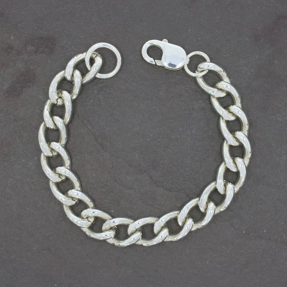 Pre Owned Sterling Silver 50.6g Heavy Rounded Curb Mens Bracelet