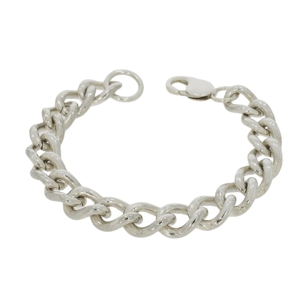 Pre Owned Sterling Silver 50.6g Heavy Rounded Curb Mens Bracelet