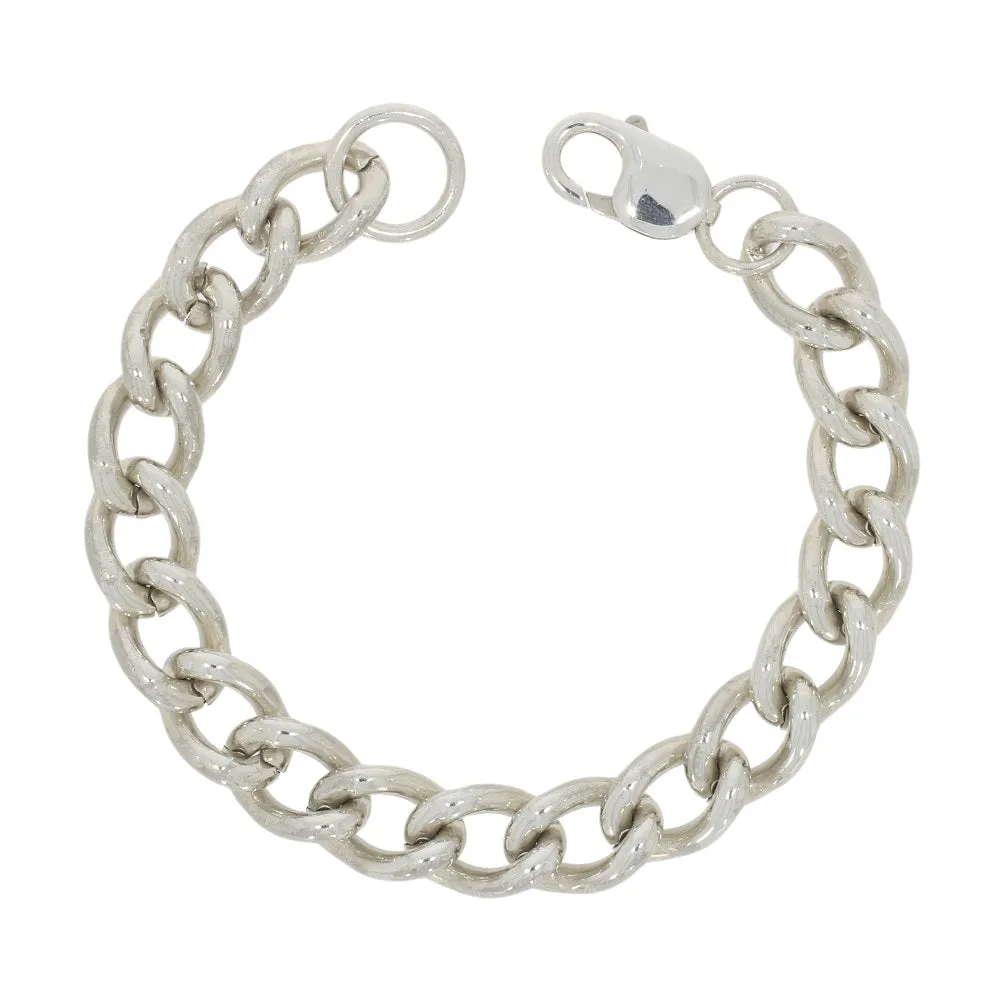 Pre Owned Sterling Silver 50.6g Heavy Rounded Curb Mens Bracelet