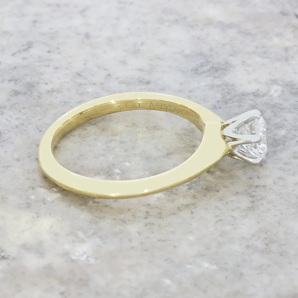 Pre Owned Tiffany and Co 18ct Yellow Gold Diamond Solitaire Ring Set