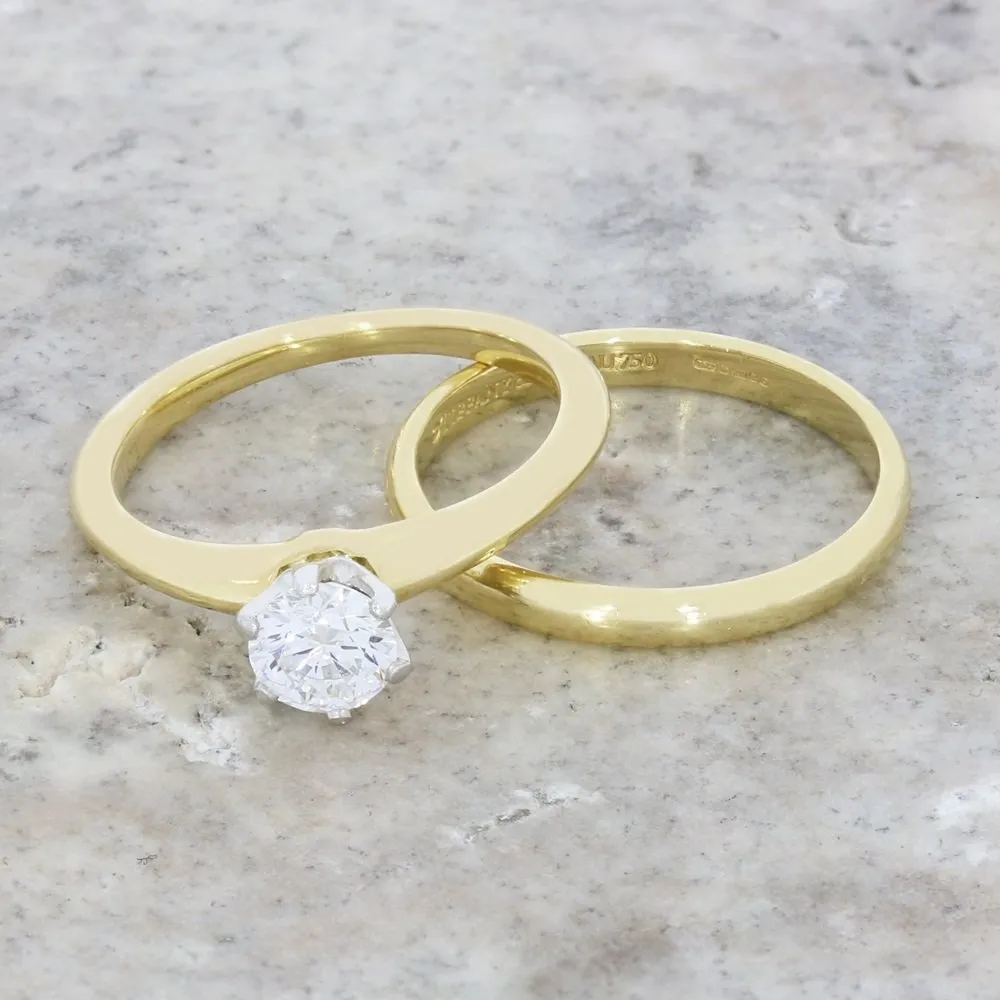 Pre Owned Tiffany and Co 18ct Yellow Gold Diamond Solitaire Ring Set