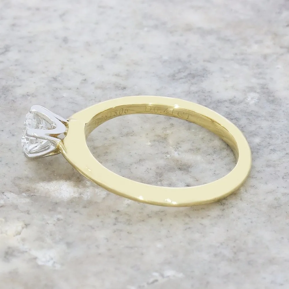 Pre Owned Tiffany and Co 18ct Yellow Gold Diamond Solitaire Ring Set