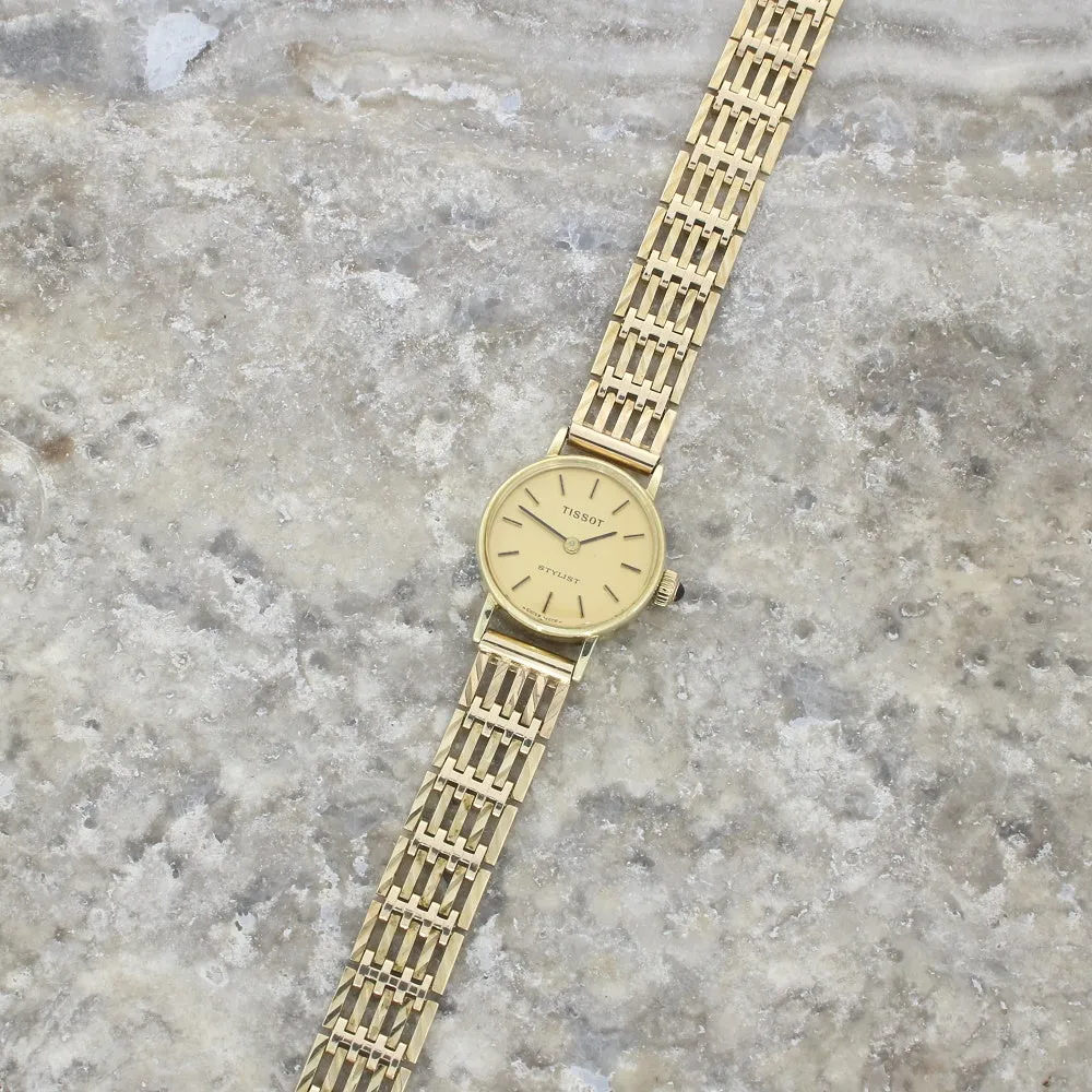 Pre Owned Tissot Stylist 9ct Gold Ladies Bracelet Watch RW0599