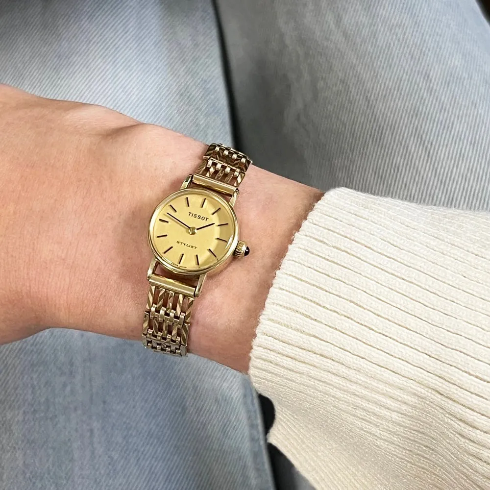 Pre Owned Tissot Stylist 9ct Gold Ladies Bracelet Watch RW0599