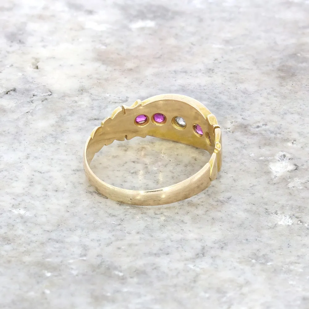Pre Owned Vintage 15ct Yellow Gold Ruby and Diamond Ring
