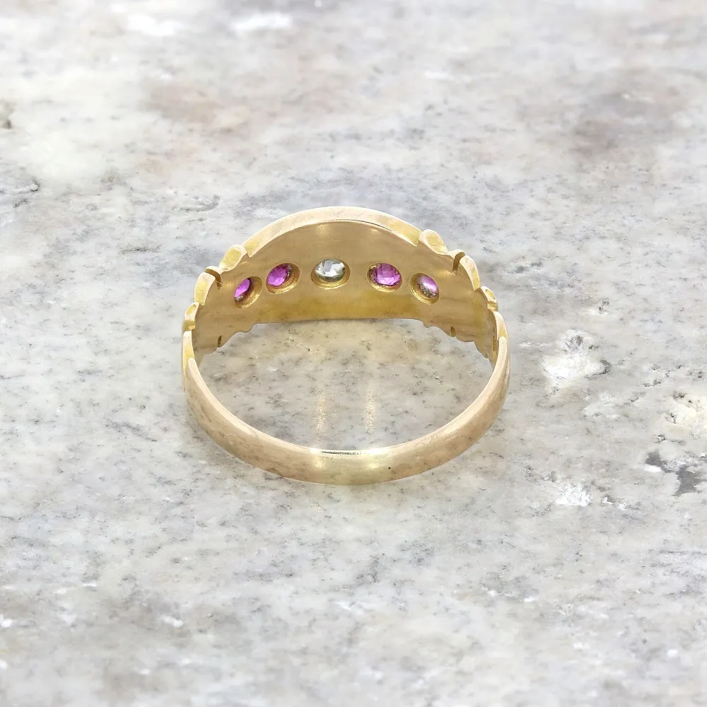 Pre Owned Vintage 15ct Yellow Gold Ruby and Diamond Ring