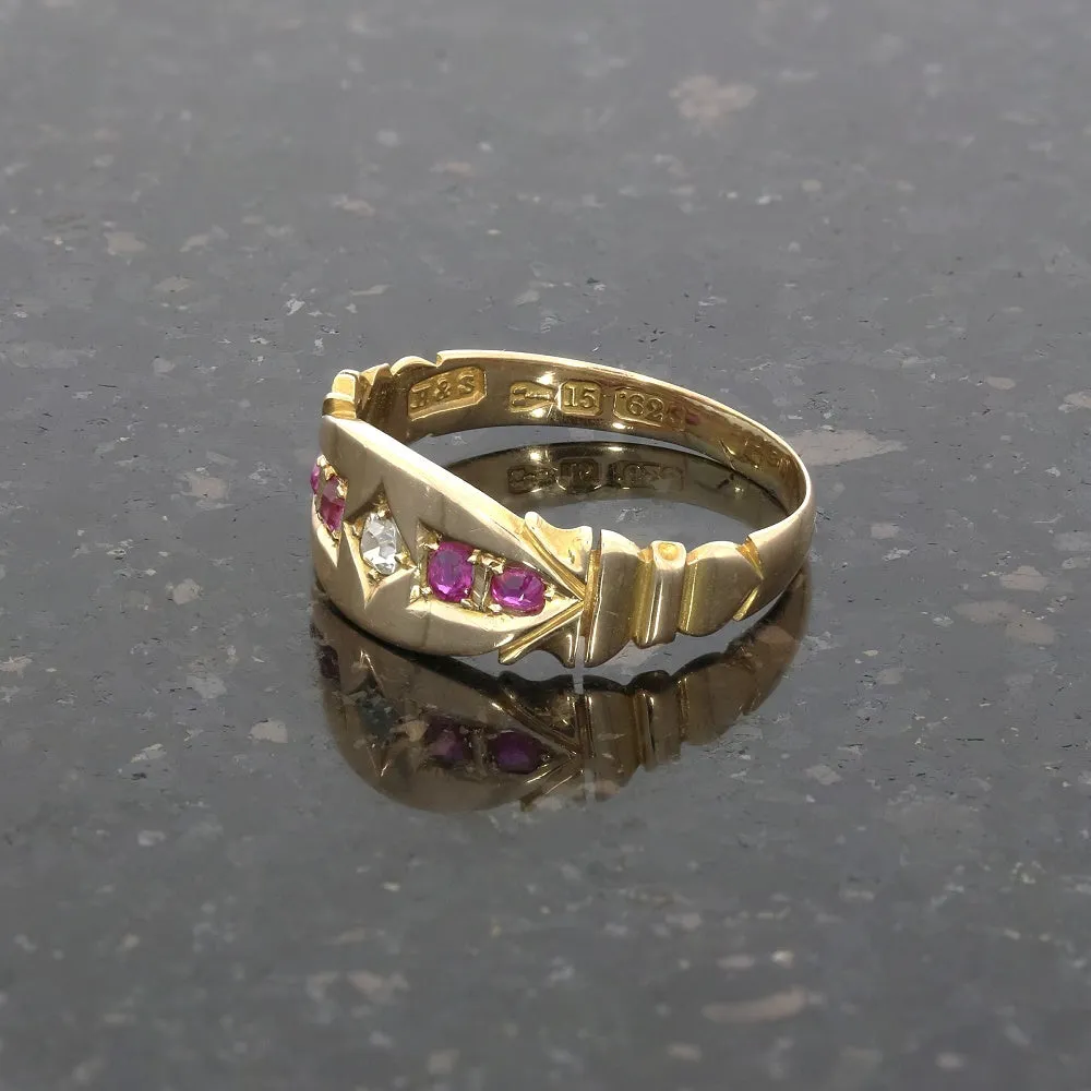 Pre Owned Vintage 15ct Yellow Gold Ruby and Diamond Ring
