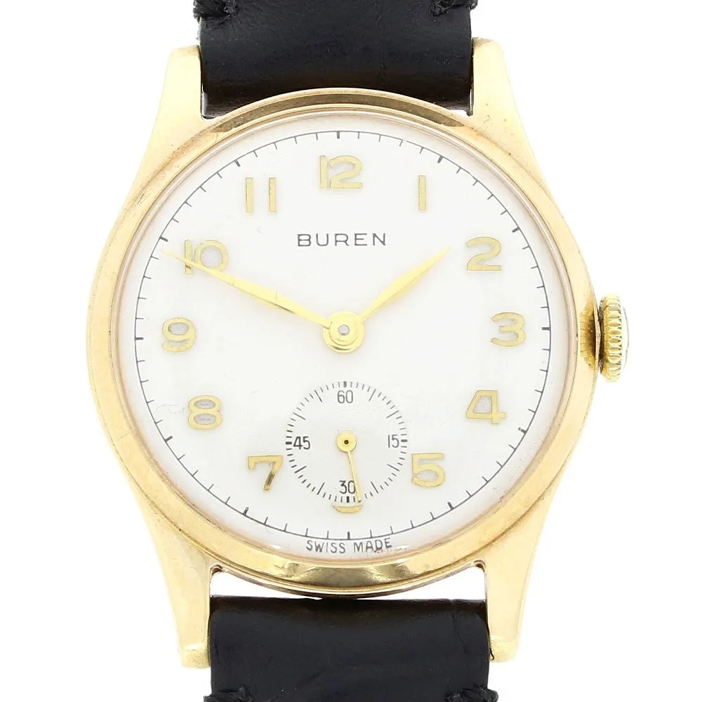 Pre Owned Vintage Buren 9ct Gold Mid Size Ladies Strap Watch RW0572