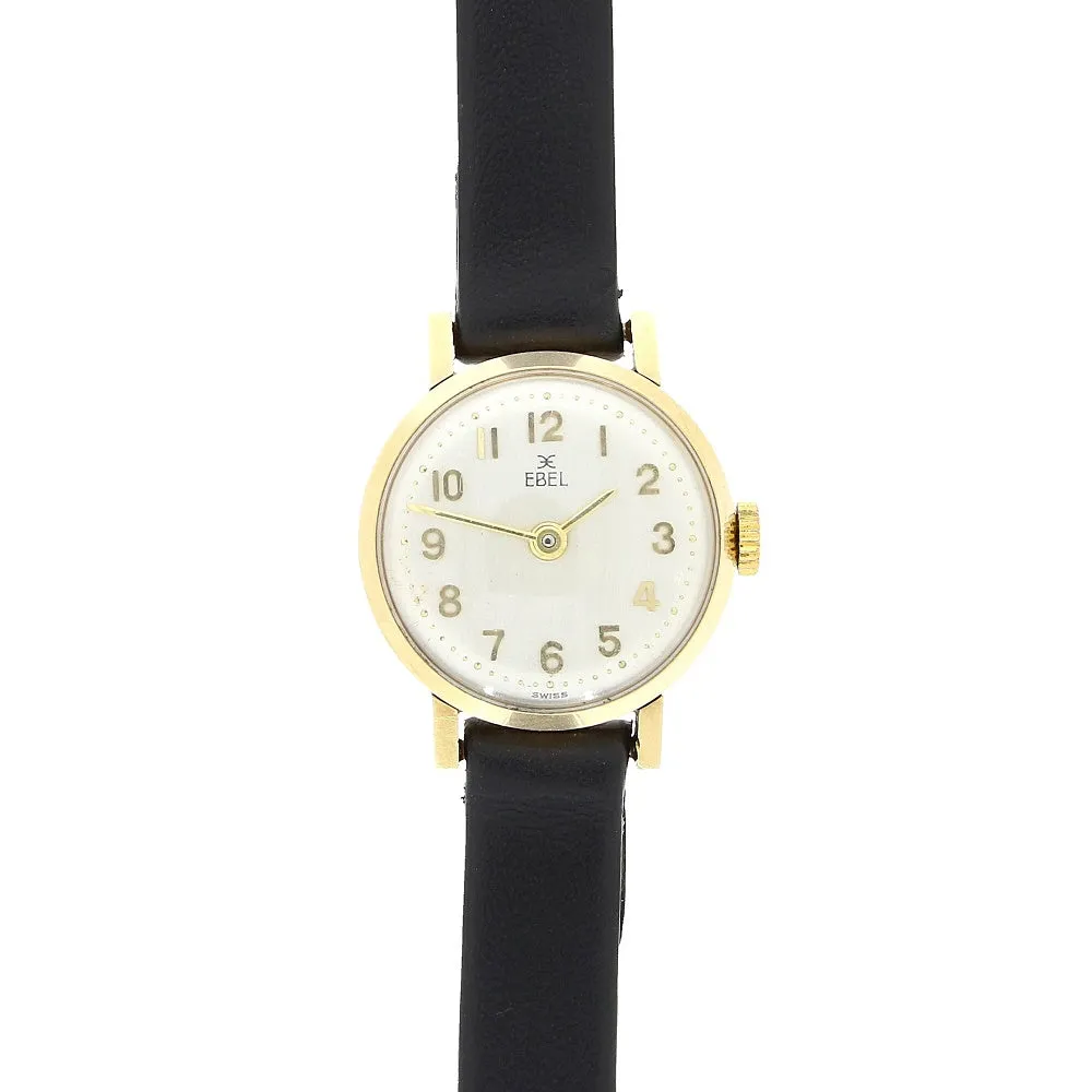 Pre Owned Vintage Ebel 9ct Gold Leather Strap Mechanical Ladies Watch RW0571