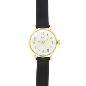 Pre Owned Vintage Ebel 9ct Gold Leather Strap Mechanical Ladies Watch RW0571