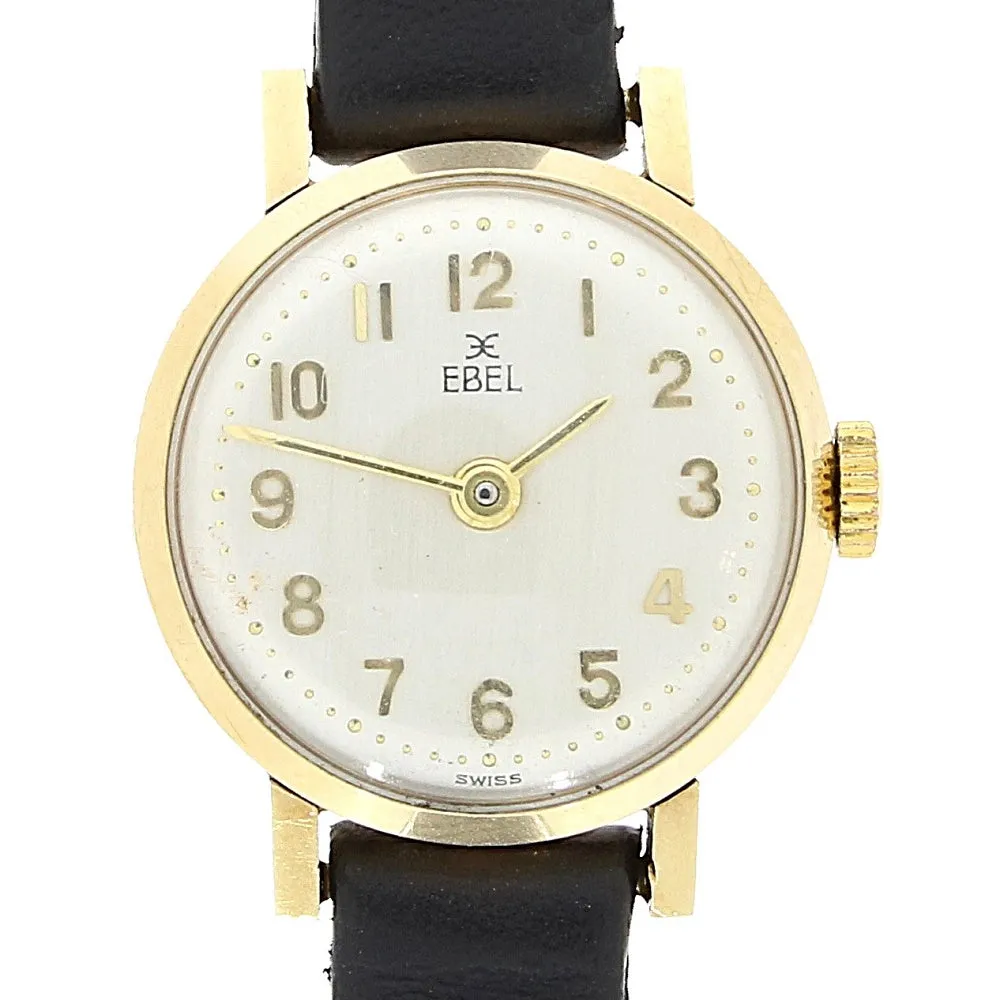 Pre Owned Vintage Ebel 9ct Gold Leather Strap Mechanical Ladies Watch RW0571