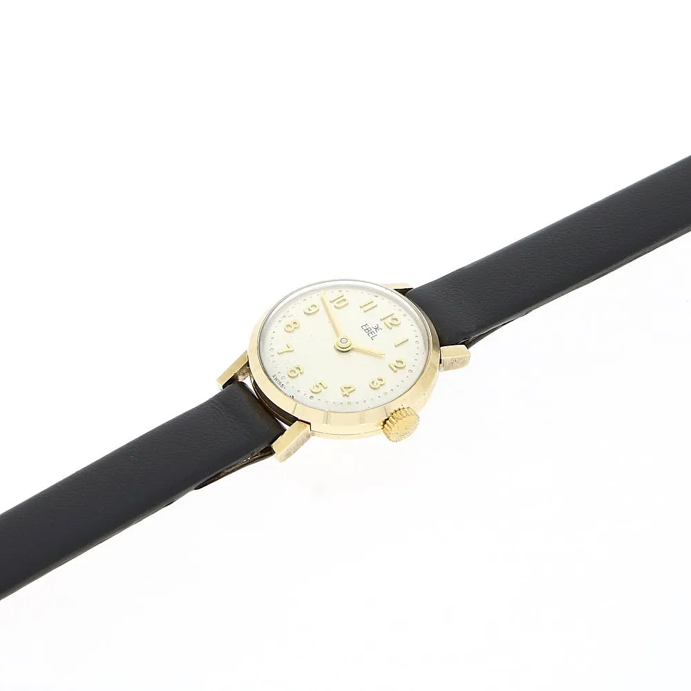 Pre Owned Vintage Ebel 9ct Gold Leather Strap Mechanical Ladies Watch RW0571