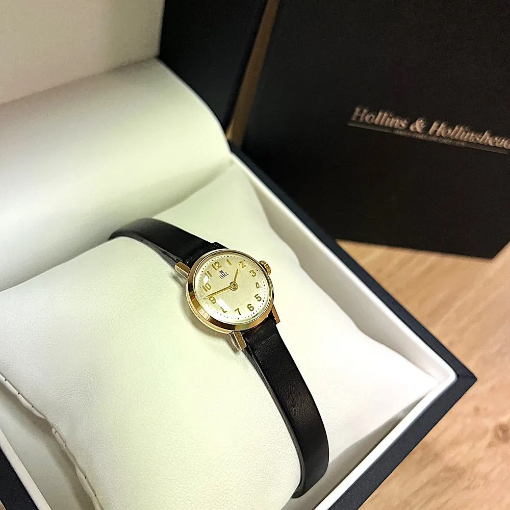 Pre Owned Vintage Ebel 9ct Gold Leather Strap Mechanical Ladies Watch RW0571