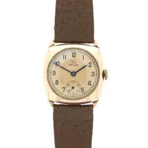 Pre Owned Vintage Record Swiss 9ct Rose Gold Mid Size Ladies Strap Watch RW0579