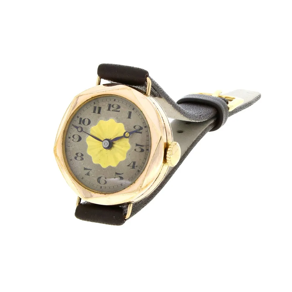 Pre Owned Vintage Rolled Gold Leather Strap Mechanical Ladies Watch RW0588