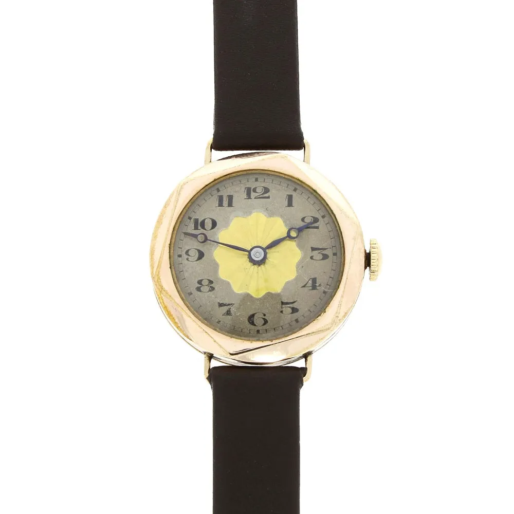 Pre Owned Vintage Rolled Gold Leather Strap Mechanical Ladies Watch RW0588