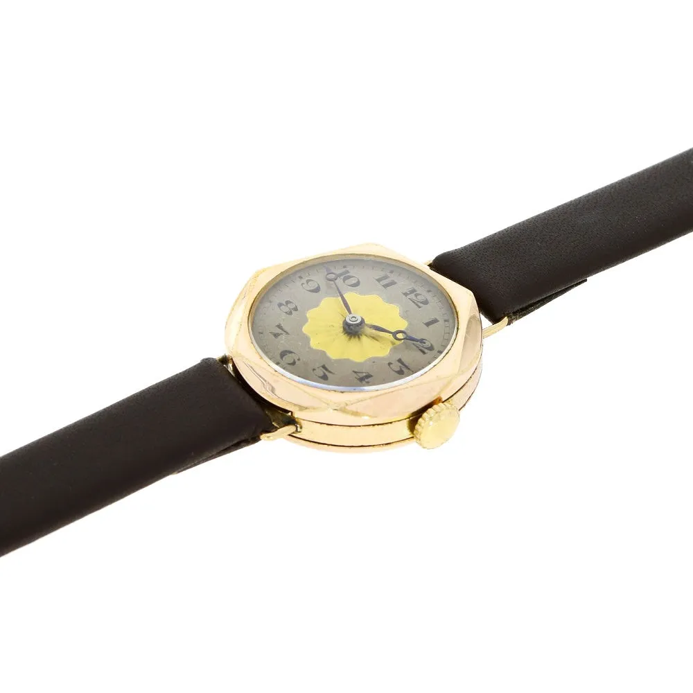 Pre Owned Vintage Rolled Gold Leather Strap Mechanical Ladies Watch RW0588