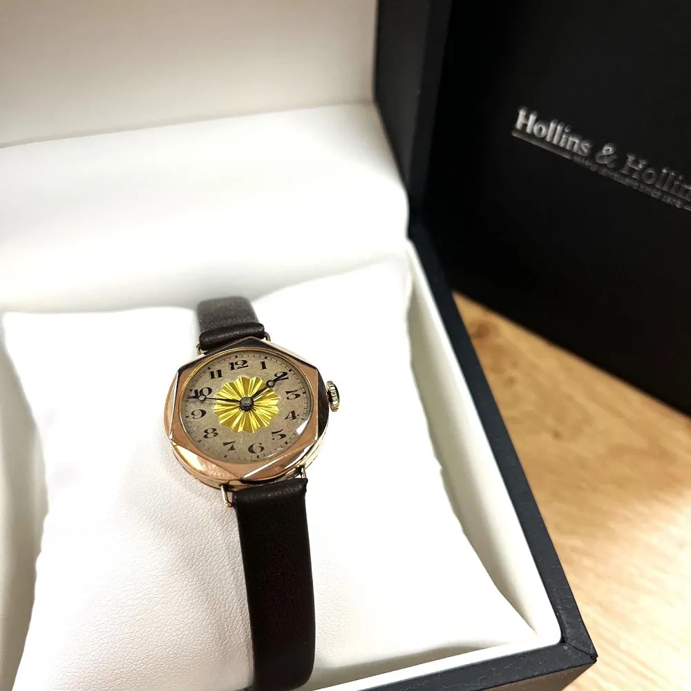 Pre Owned Vintage Rolled Gold Leather Strap Mechanical Ladies Watch RW0588