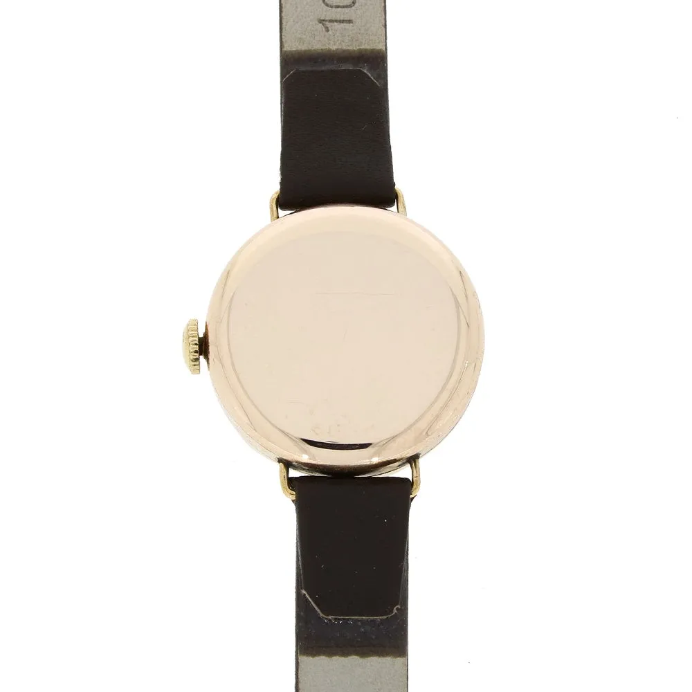 Pre Owned Vintage Rolled Gold Leather Strap Mechanical Ladies Watch RW0588