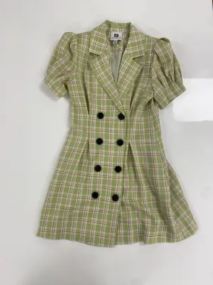 Premium Quality Blazer Checkered Green Belted Dress  Last Few Pieces!