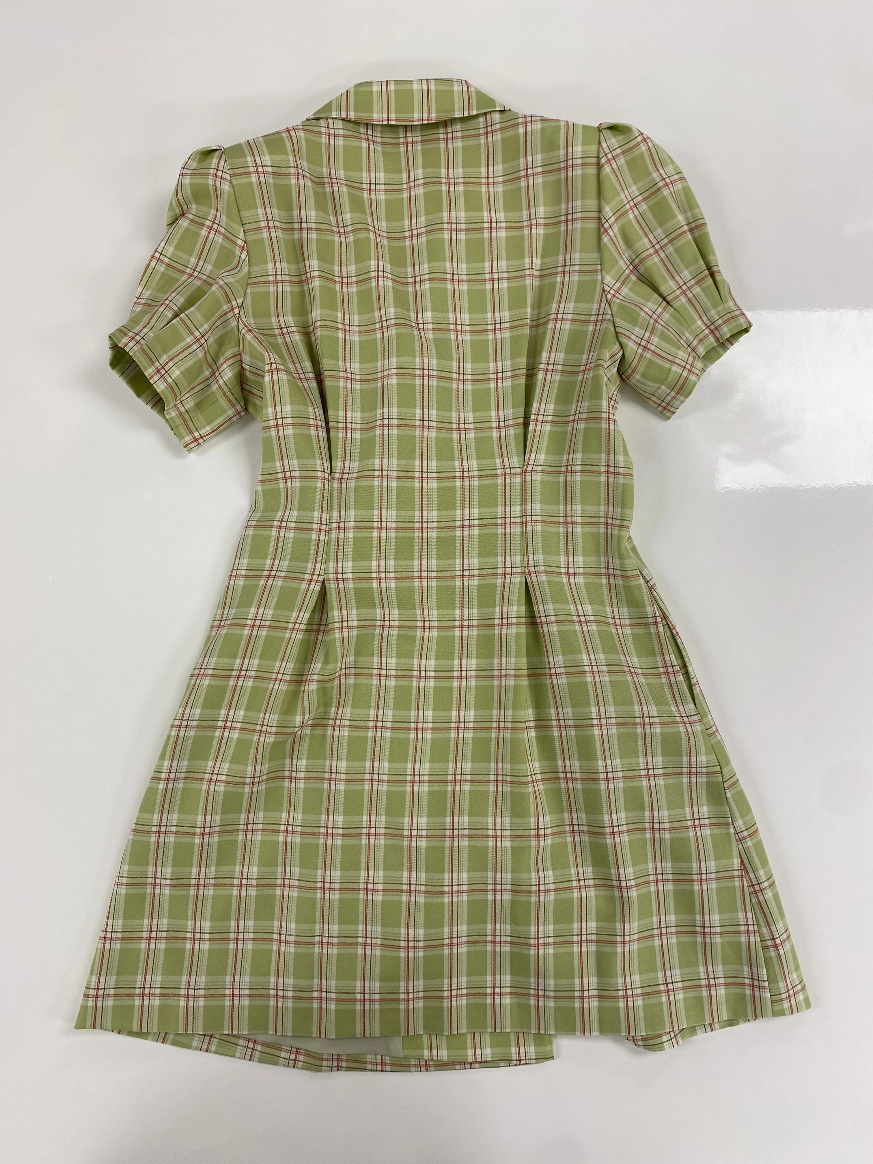 Premium Quality Blazer Checkered Green Belted Dress  Last Few Pieces!