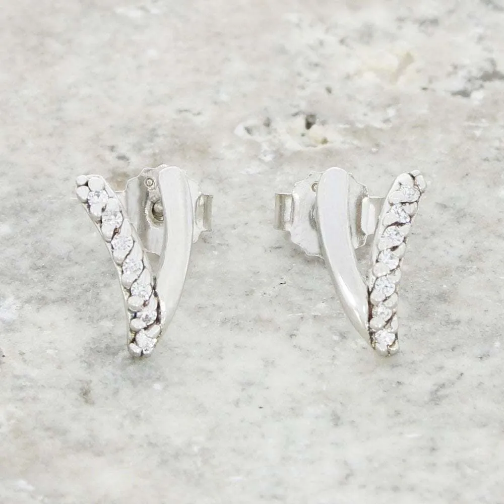 Purity Sterling Silver Cubic Zirconia Stud Earrings PUR3852ES