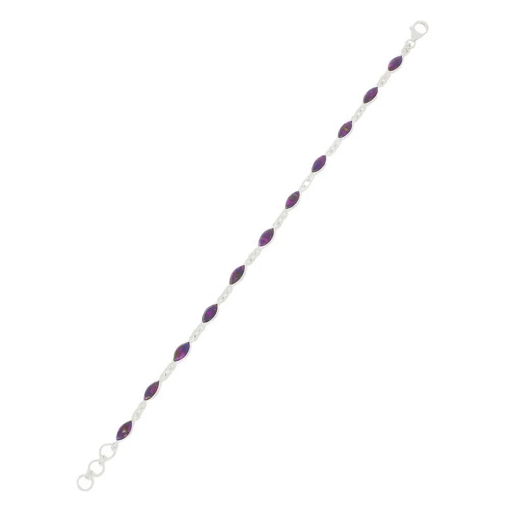 Purple Mohave Turquoise Sterling Silver Marquise Link Bracelet