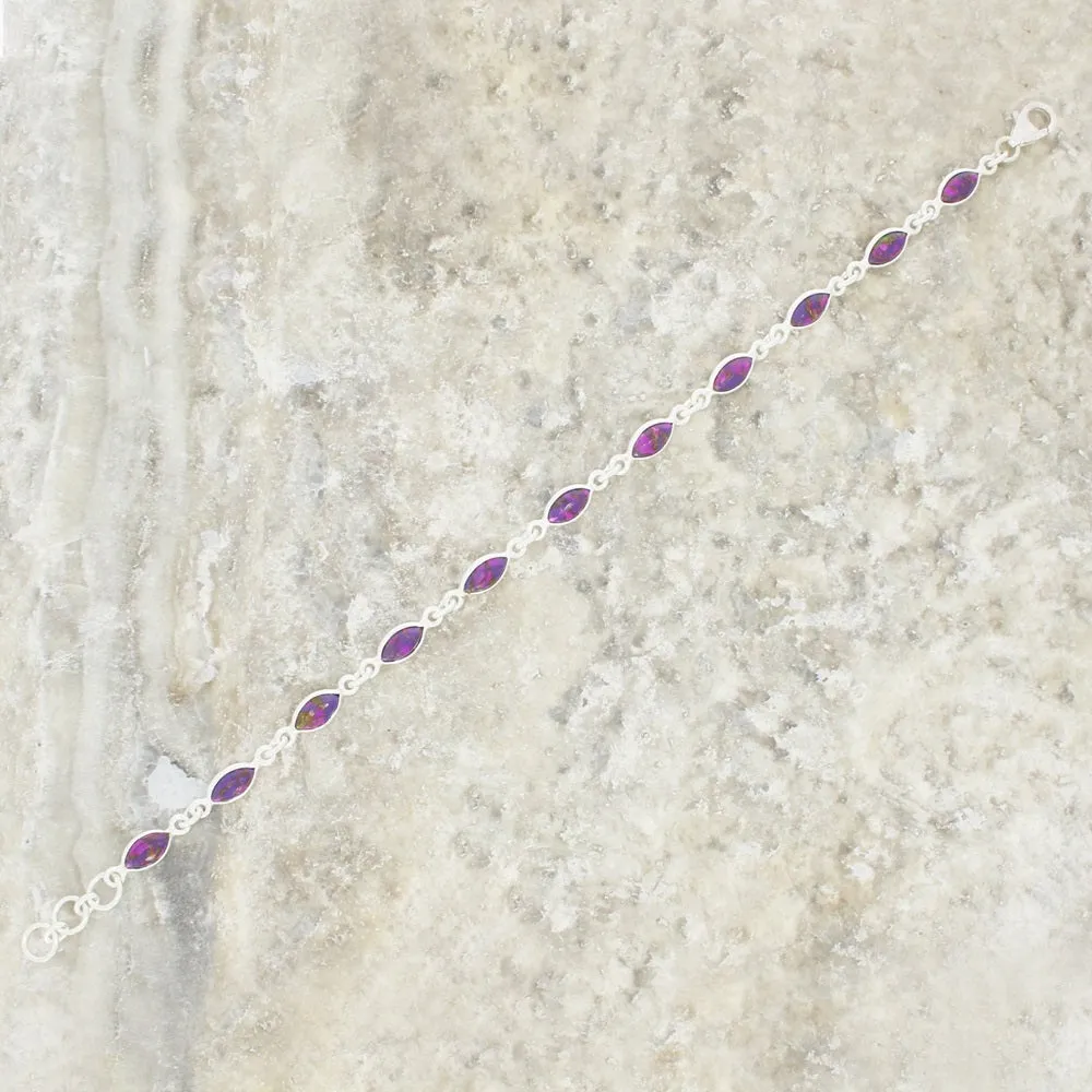 Purple Mohave Turquoise Sterling Silver Marquise Link Bracelet