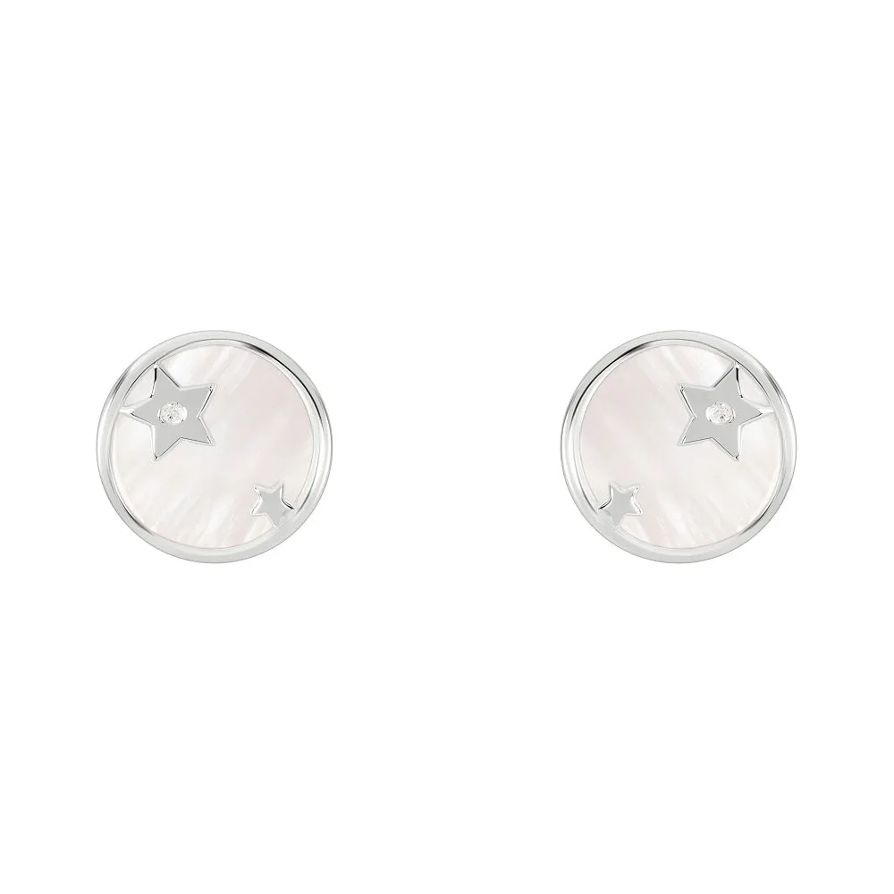 Radley Sterling Silver Mother of Pearl Diamond Disc Earrings RYJ1251