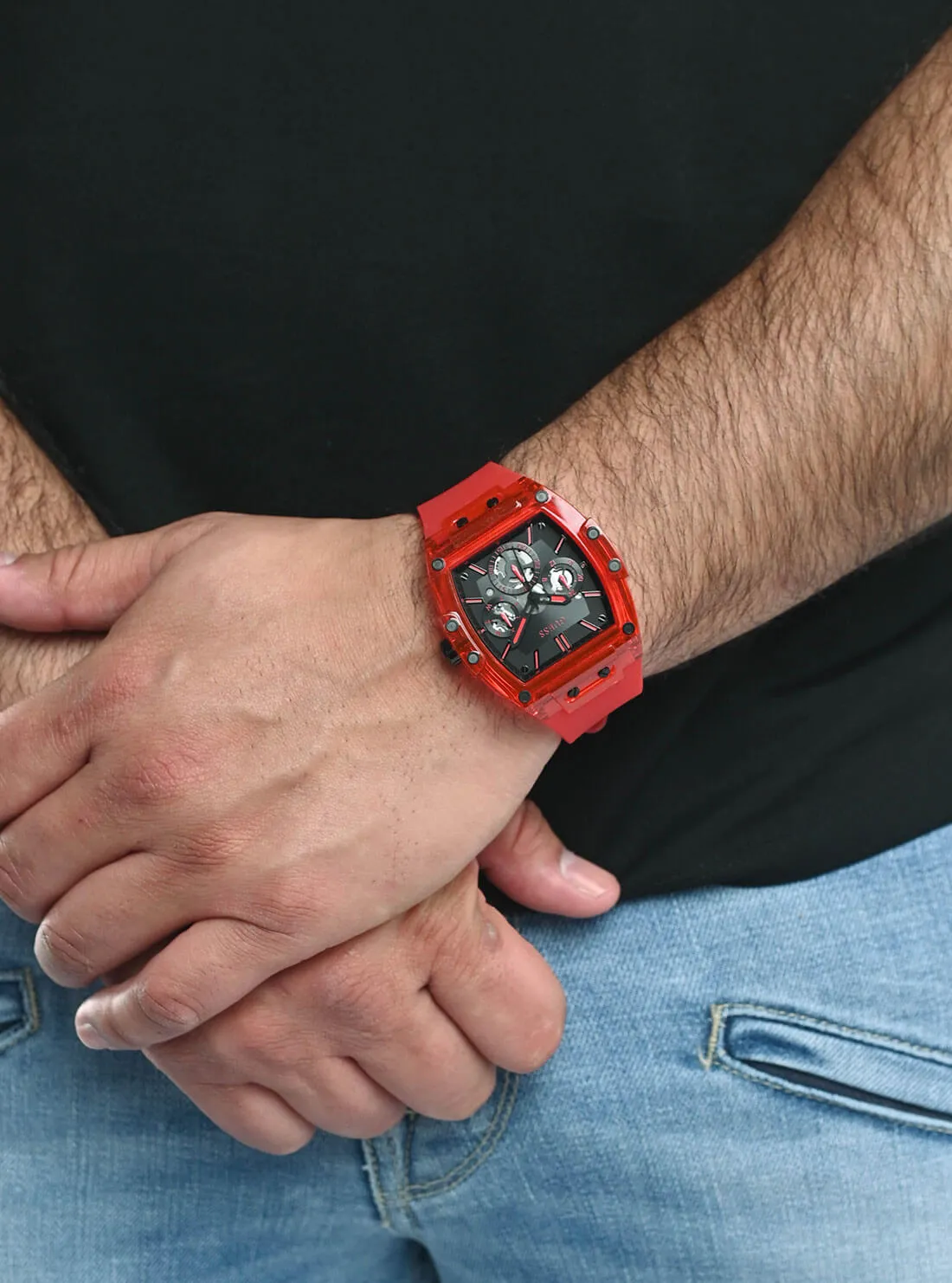 Red Phoenix Transparent Silicone Watch Guess
