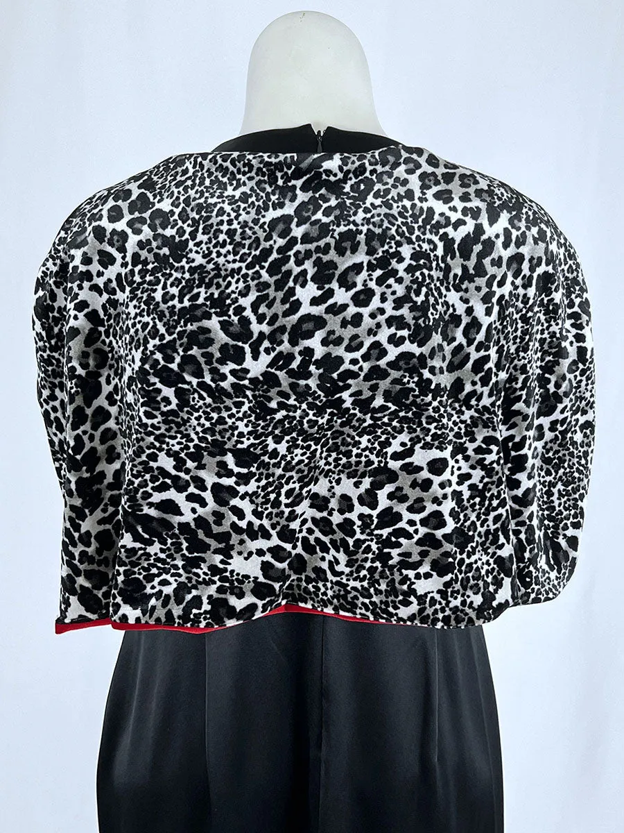Retro Open Size Black & Red Reversible Leopard Print Capelet NWT