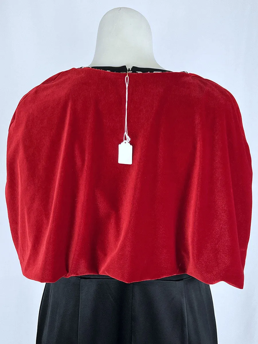 Retro Open Size Black & Red Reversible Leopard Print Capelet NWT