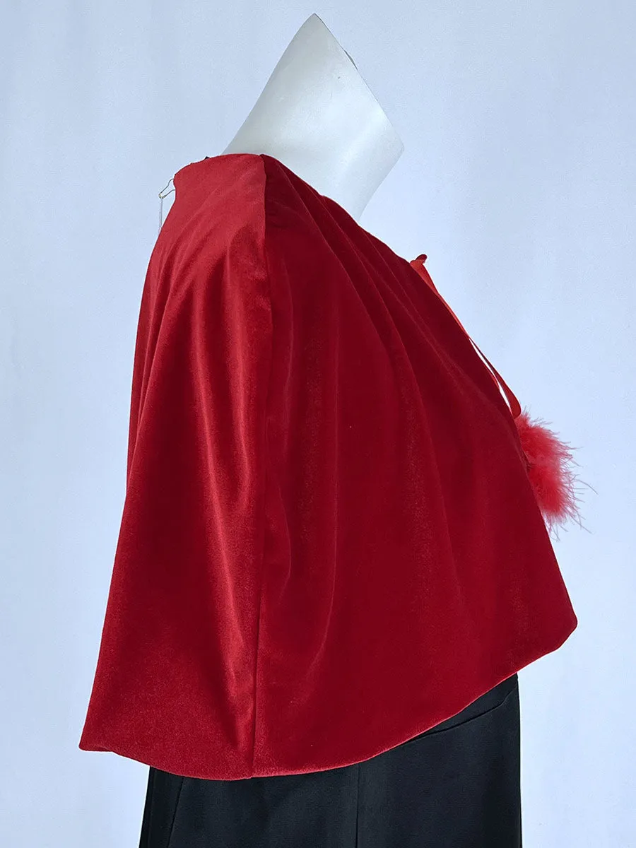Retro Open Size Black & Red Reversible Leopard Print Capelet NWT