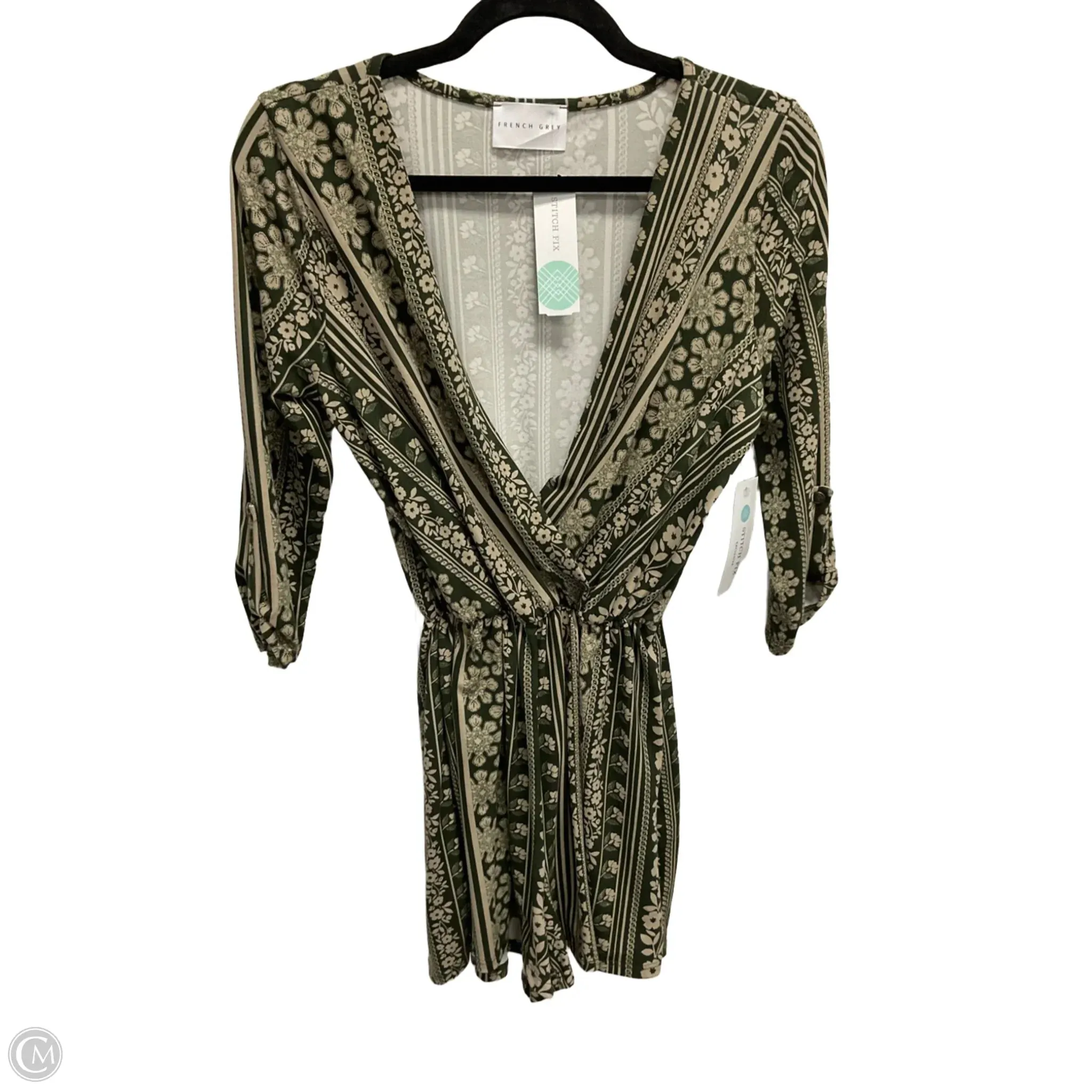 Romper By Clothes Mentor In Green & Tan, Size: S